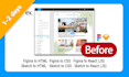 convert PSD, figma, sketch into HTML, CSS, react asap