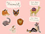 create small cute illustrations for sticker pack or sticker sheet