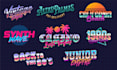 design a retro 80s logo and typography with vintage style