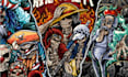 create anime in to a skull for tshirt and merchandise