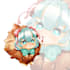 draw character in croffle costume but chibi style