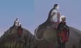 create a cinematic fantasy illustration with storytelling and original character