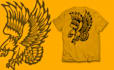 draw vintage t shirt design with a bold line