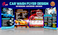 design modern car wash flyer, car service flyer, auto detailing flyer
