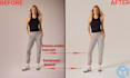 remove clothing wrinkle, retouch, extend studio background