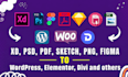 convert xd, PSD, PDF, sketch, png, figma to wordpress, elementor, divi