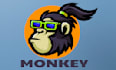 do creative modern mascot cartoon monkey logo design for you