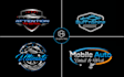 create luxury 2d,3d auto detailing and car wash logo