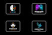 create flat minimal banner and creative logo for twitch, youtube, gaming