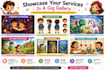 vibrant kids cartoon illustrations