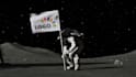 make moon flag astronaut and alien ufo logo animation
