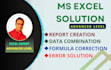 solve excel formulas, errors, pivot table, power queries