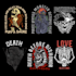 create edgy skull illustration tshirt design, logo design