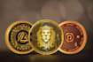 design crypto coin cryptocurrency bitcoin token 3d nft technology badge logo