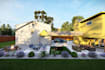 3d landscape, outdoor seating ,solar pergola, balcony, deck, backyard, side yard