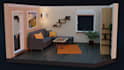 do a 3d interior design for gaming room, living room, office