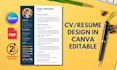 make professional CV, cover letter, resume design on canva editable