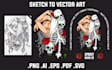 turn your hand drawing, sketch to awesome vector or digital art and redraw logo