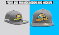 design cap hat artwork, badge and mockup