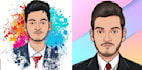 draw three profile avatar cartoon