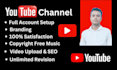 create and setup youtube channel with SEO, logo, banner, intro, outro
