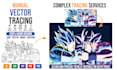 do manual vector tracing, logo, sketch and cartoon character