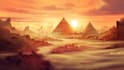create a fantasy landscape, background illustration