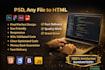 convert figma to html, psd to html, sketch xd to html css