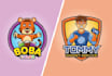 design a cartoon character logo with emblem style
