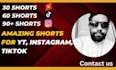 edit 5 professional youtube shorts, instagram, and tiktok videos