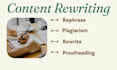 rewrite, proofread, paraphrase, plagiarism free SEO articles