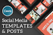 create social media posts , canva templates for your brand