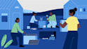 create an vector flat illustration people corporate art