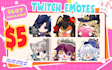 draw custom halloween twitch emotes, kick emotes, discord emoji, sub badges