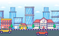 draw building and background cartoon illustration