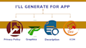 generate privacy policy, graphics, description,  and publish your app