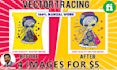 do convert 4 images raster logo sketch to vector at 5 usd