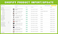 do shopify product updating importing manually