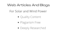 write solar energy and wind energy blogs, articles