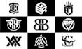 create initial monogram and text logo design