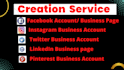 create, setup and optimize all social media accounts, setup business page