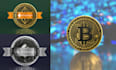 3d cryptocurrency ,metaverse coin , golden  silver , bronze coin,  bitcoin logo