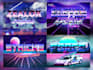 do 80s retro logo designs with 3d neon light sign effect
