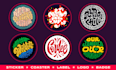 design custom creative circular lettering sticker
