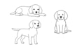 draw dog behavior in line art illustration