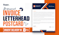 design invoice, letterhead, postcard, company, office, branding, jumbo layout