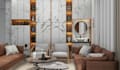 design living room, bedroom and kitchen