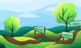 make a simple colourful landscape in my style