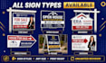 design professional real estate yard sign and lawn sign