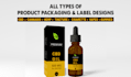 do your cbd, vape, cigarette, cannabis, tincture packaging box design and label